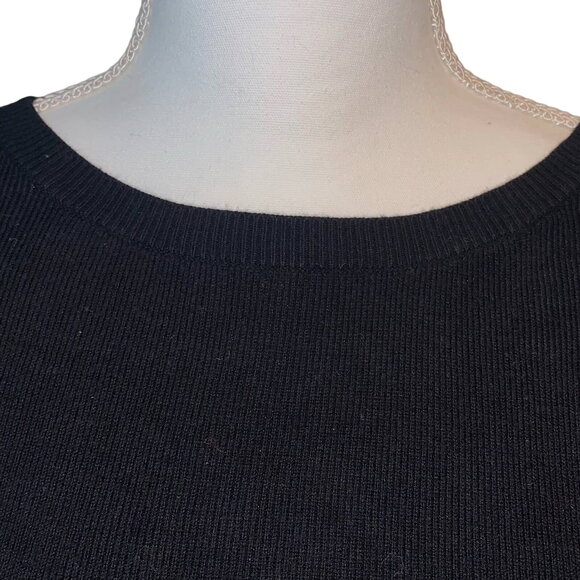NORDSTROM Halogen Black Boat Neck Bell-Sleeve Knit Sweater Women's Medium - Picture 4 of 7